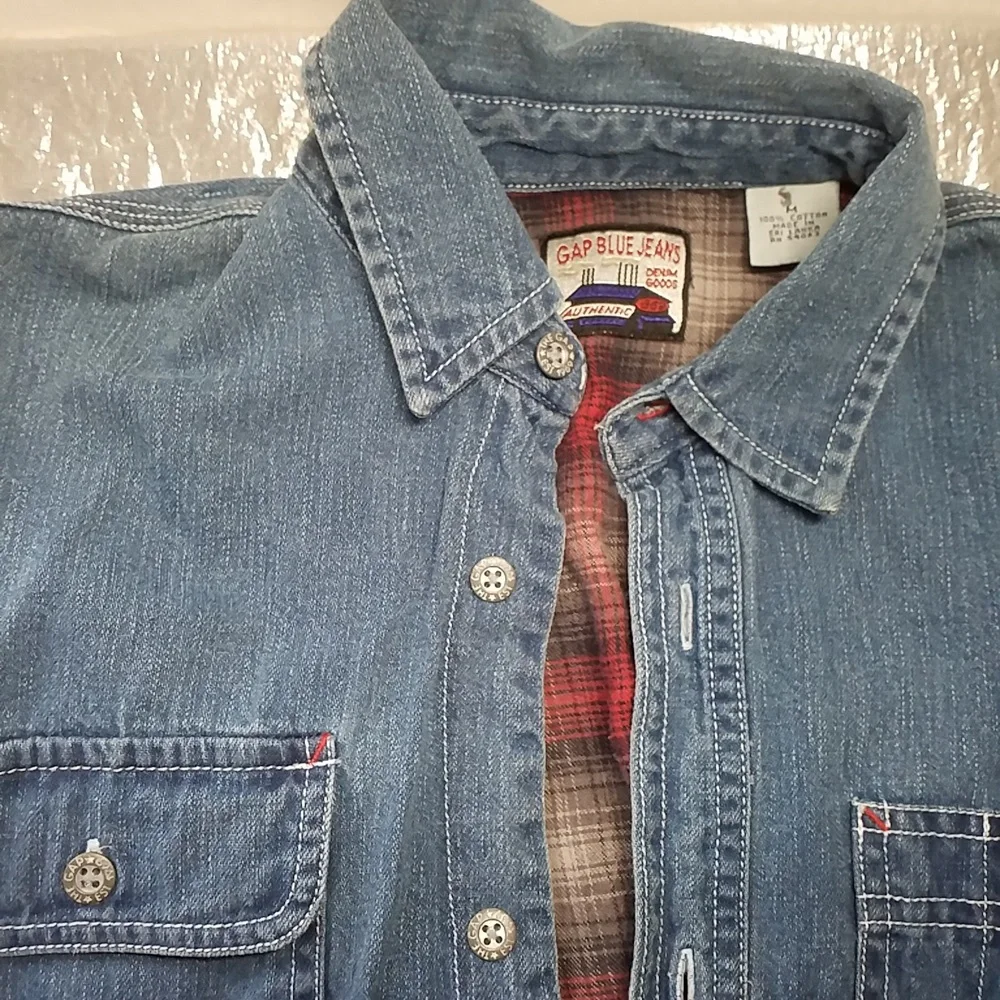 GAP LINED DENIM SHIRT M Plaid Flannel